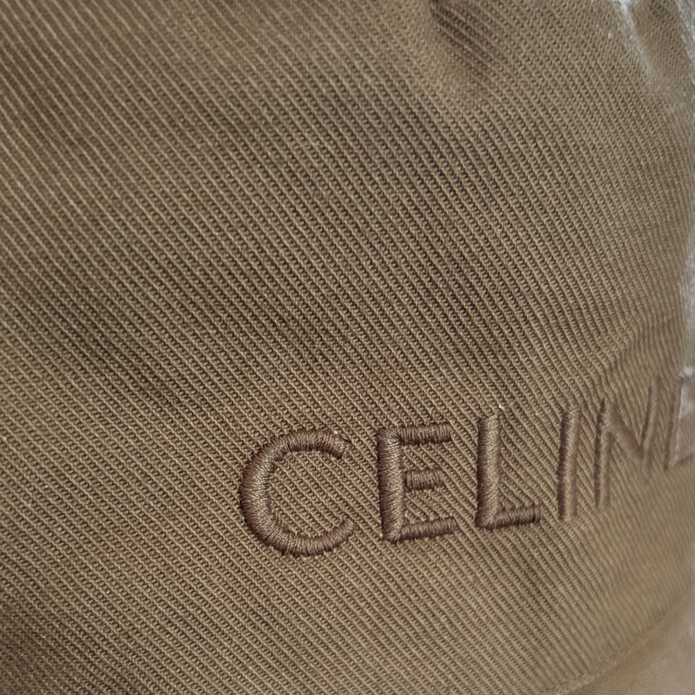 Celine Olive Bucket Hat with Embroidered Logo - Picture 2 of 4